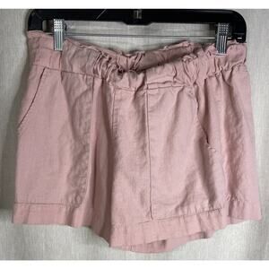 Indigo Rein Women’s Linen Blend Pink Shorts Size Large Elastic Waist- Belt Loops